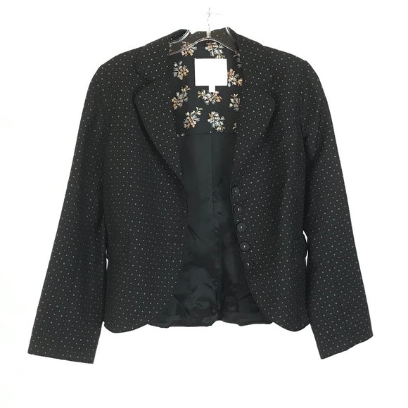 Size 6 Rebecca Taylor Wool Blend Polka Dot Blazer - Picture 1 of 3
